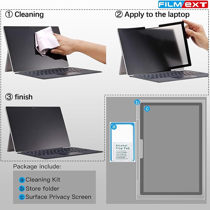 FILMEXT Privacy Screen for Microsoft Surface Laptop 13.8 inch 7th Generation Model 2036/2107, Anti-Spy Filter Anti-Glare (for Surface Laptop 7th 13.8" Privacy Screen Protector 2024)