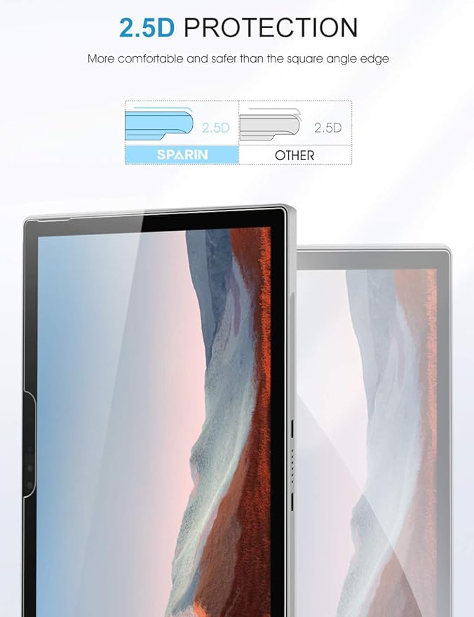 SPARIN [2 Pack] Screen Protector for Surface Pro 7 Plus/Surface Pro 7 / Surface Pro 6 / Surface Pro (5th Gen) / Surface Pro 4, Tempered Glass with Surface Pen Compatible/Scratch Resistant