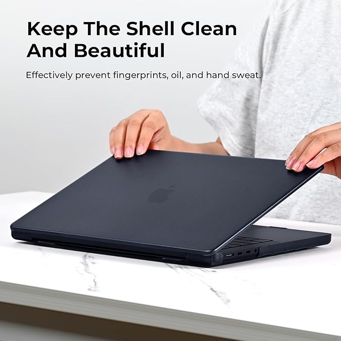 EooCoo Case Compatible with MacBook Pro 14 inch M5 2026-2021 M4 M3 M2 M1 Pro/Max Chip, Official Color-Matched Armor, Frosted Hard Shell Case with Keyboard Cover, Screen Protector - Matte Midnight Blue