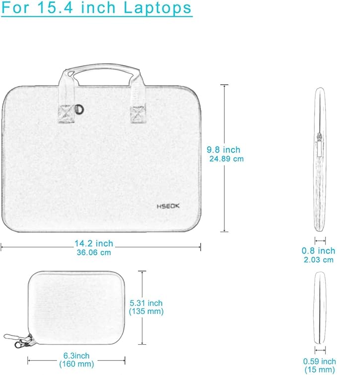 Hseok 15-15.4 inch Elastic Laptop Sleeve with Small Case, Neoprene Carrying Bag, Compatible with MacBook Air/Pro 15 M4/M3/M2, Surface Laptop 15, XPS 15 and 15-15.4 inch Notebooks,Light Blue