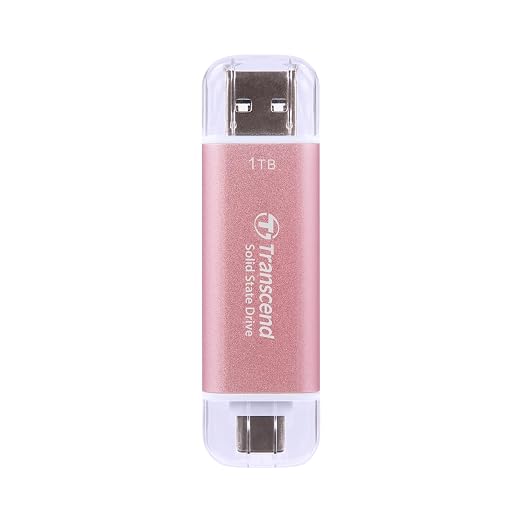 Transcend ESD310 1TB External SSD, Up to 1,050MB/s, Dual USB Drive for iPhone17,16,15, iPad&Mac/Pixel10/Tesla/Steam Deck/ROG Ally/MSI Claw/Android/PS5, 2-in-1 Type C &A, USB3.2Gen2 Portable SSD-Pink - Image 2