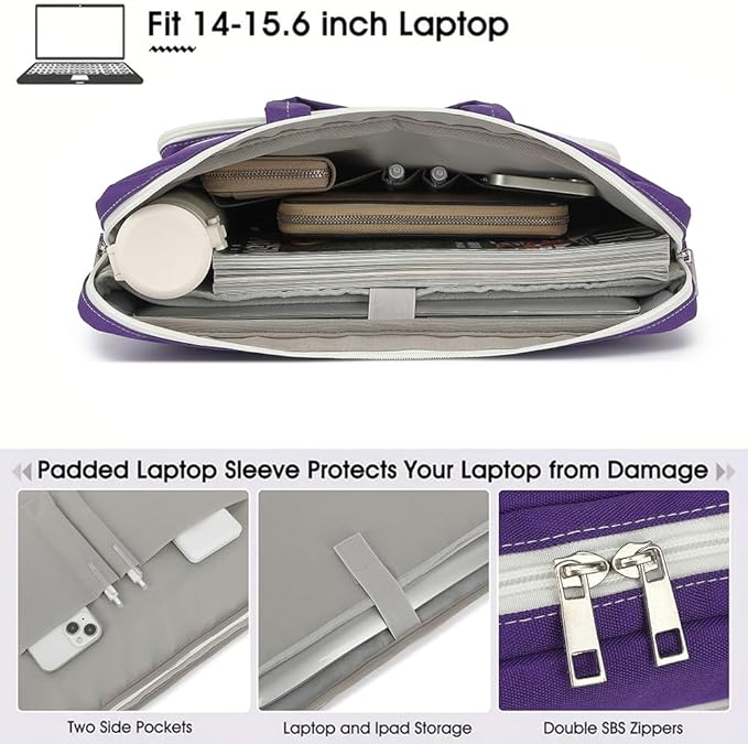 15-15.6 inch Laptop Shoulder Bag, for MacBook Pro 16, Hp Lenovo Dell 14 inch Waterproof Messenger Bag Case Sleeve (purple)