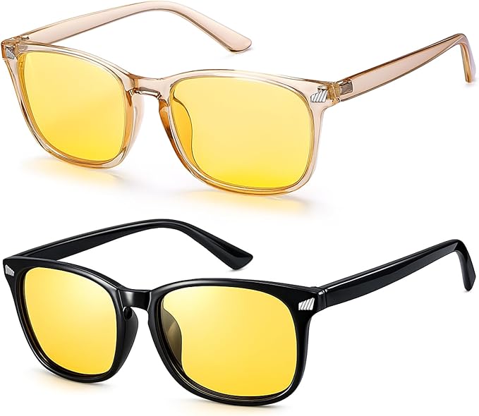 Polarized Sunglasses for Women Men, Night Driving Glasses Anti Glare Yellow Lens UV 400 for Day Night Use