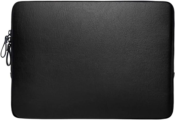 MOSISO Laptop Sleeve Bag 16 inch Compatible with MacBook Air 15 inch 2025-2023 M4 M3 M2/Pro 16 inch 2025-2019 M4 M3 M2 M1, 15-15.6 inch Notebook, PU Leather Padded Bag Waterproof Case, Black