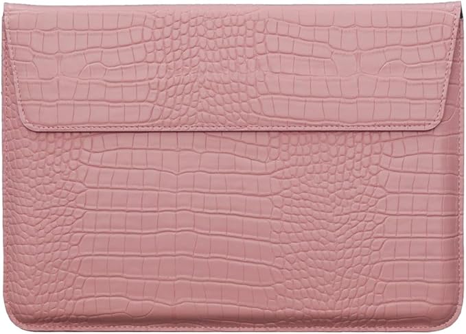 Protective Slim Portable Laptop Sleeve 13-13.6 Inch Crocodile PU Leather Case for MacBook Neo 13 A18 Pro A3404 / Air 13 / Pro 13 M5 A3449 M4 A3240 M3 M2 M1, for HP Dell Lenovo Notebook, Pink