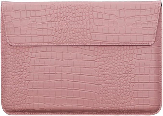 Protective Slim Portable Laptop Sleeve 13-13.6 Inch Crocodile PU Leather Case for MacBook Neo 13 A18 Pro A3404 / Air 13 / Pro 13 M5 A3449 M4 A3240 M3 M2 M1, for HP Dell Lenovo Notebook, Pink