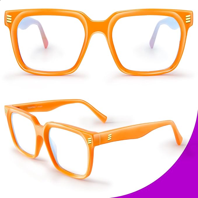 VISOONE Rectangle TR90 Blue Light Blocking Glasses Computer Eyewear with Preppy Look for Women and Men Cougar