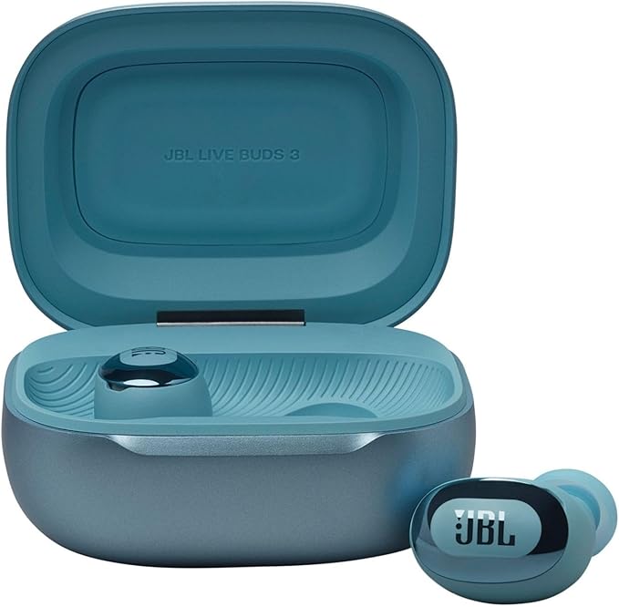 JBL Live Buds 3 - True Wireless Noise-Cancelling Bud-Type Earbuds, 40Hrs Total Playback, Wireless Charging, 6 Mics for Perfect Calls, Multi-Point Connection, IP55 Waterproof and dustproof (Blue)