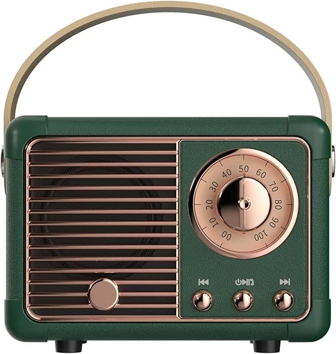Retro Bluetooth Speaker, Portable Wireless Speaker with Crystal Clear Stereo Sound, Retro Decor for Bedroom Office Kitchen, Birthday Gifts Ideas for Women Men Teens (Green)