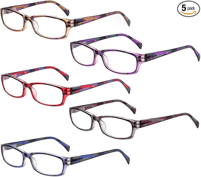 Henotin 5-Pack Reading Glasses Blue Light Blocking Anti Eyestrain Computer Reading Glasses for Women and Men Readers (5 Pairs Mix Color, 2.75)
