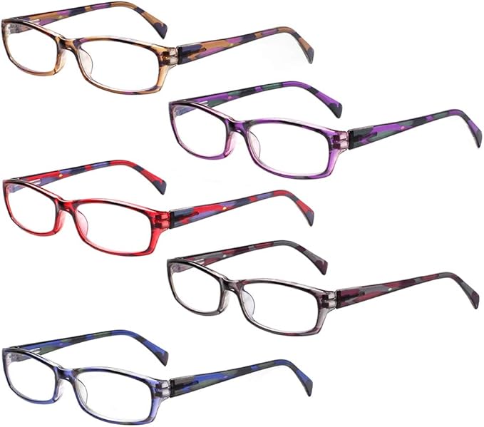 Henotin 5-Pack Reading Glasses Blue Light Blocking Anti Eyestrain Computer Reading Glasses for Women and Men Readers (5 Pairs Mix Color, 2.50)