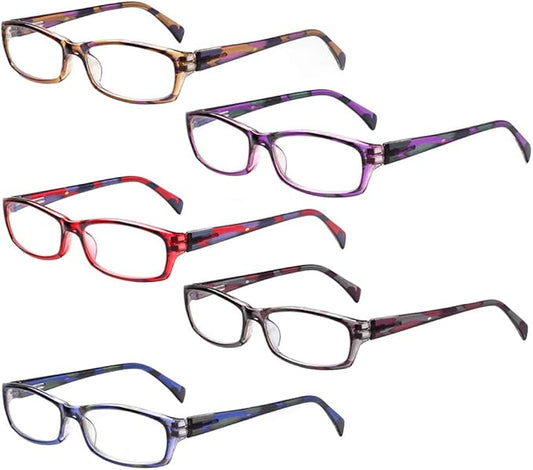 Henotin 5-Pack Reading Glasses Blue Light Blocking Anti Eyestrain Computer Reading Glasses for Women and Men Readers (5 Pairs Mix Color, 2.50)
