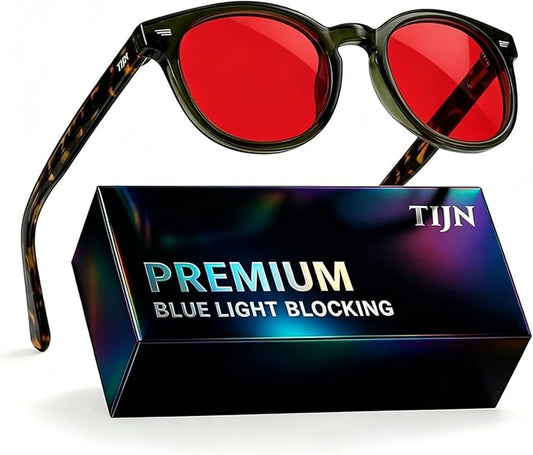 TIJN Blue Light Blocking Glasses Men Women Vintage Thick Round Rim Frame Eyeglasses