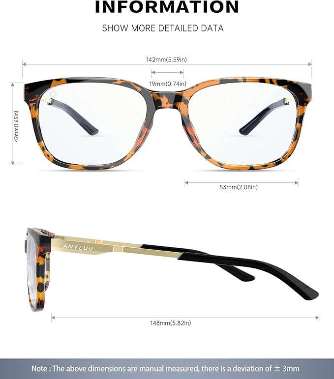 ANYLUV Blue Light Glasses for Men, Lightweight Computer Gaming Glasses, Stylish Anti Eyestrain Blue Light Blocking Men