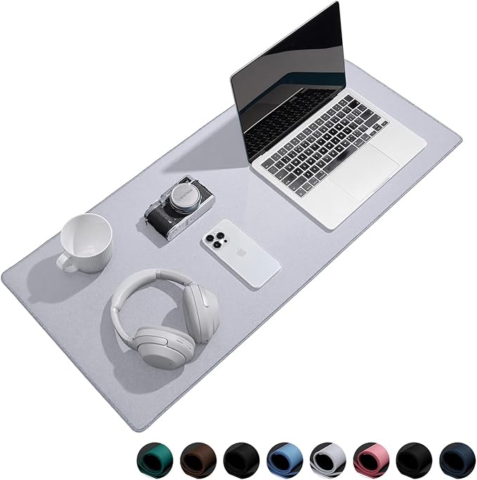 Waterproof Large Gaming Mouse Pad with Durable Stitched Edges, Non-Slip Rubber Base, Grainy Jacquard Mouse Mat Desk Pad for Home Office Gaming, 31.5''x11.8''x0.12'', Matte Light Gray