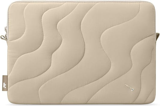 tomtoc 360 Protective Puffy Laptop Sleeve for 16-inch MacBook Pro M5 Pro/Max (2026) A3428 A3429, M4/M3/M2/M1 Pro/Max A3403 A3186 A2991, Quilted Design Soft Cute Puffer Bag Case for Dell XPS 16 Laptop