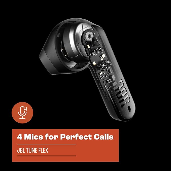 JBL Tune Flex - True Wireless Noise Cancelling Earbuds (Black), Small