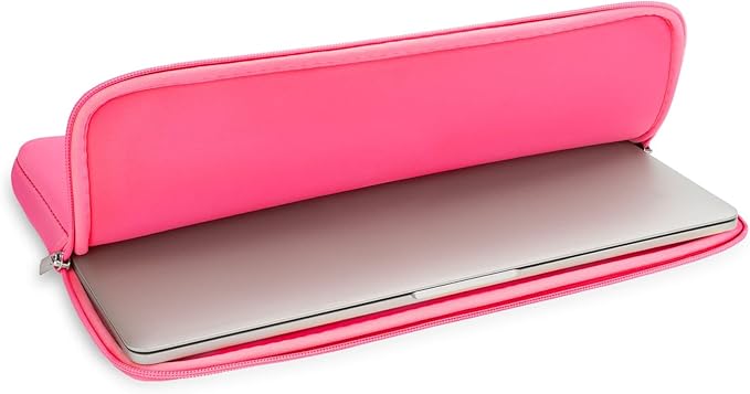 RAINYEAR 13 Inch Laptop Sleeve Case with Accessories Pouch, Compatible with 13.3" MacBook Air/Pro M1 M2 M3 M4 M5 A3449 A3240 A3113 A2681 A2338 (Bright Pink)
