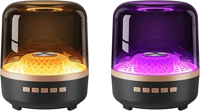 Bluetooth Speaker with HD Sound and Lights, Portable Wireless, Long-Lasting Battery Life, TWS Pairing, for Home/Party/Outdoor/Travel/Beach, Stocking Stuffers, Gifts for Adults (Black - 2)