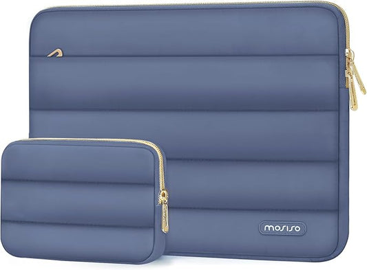 MOSISO Laptop Case 16 inch, 15-15.6 inch Puffy Laptop Sleeve Compatible with MacBook Pro 16 M5 M4 M3 M2 M1, HP Dell ASUS Acer Toshiba Lenovo, Polyester Horizontal Bag with Small Case, Lavender Gray