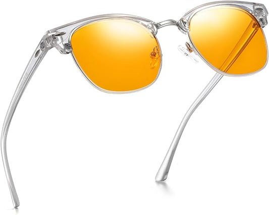 Blue Light Blocking Glasses Vintage Half Frame UV Clear Lens Anti Eyestrain Computer Gaming Glasses for Women Men(P53)