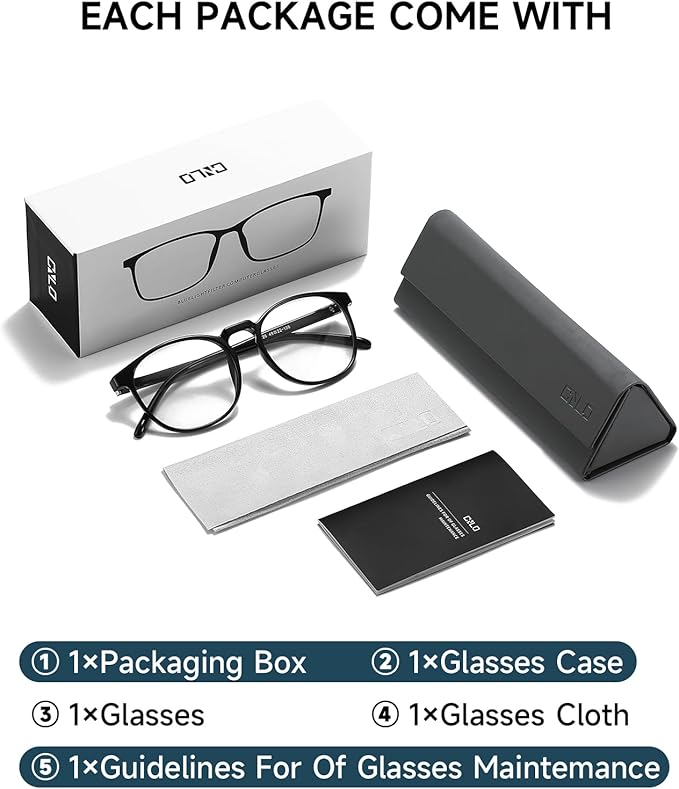 CNLO Blue Light Blocking Glasses,Computer Glasses,Anti Eyestrain, Lightweight Frame Eyeglasses,Men/Women… (Black | Anti-Blue Light Tinted Lenses)