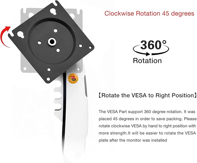 Monitor Mount,Fits 17-30" or Bigger Computer Monitors(Within 19.8lbs), Adjustable Stand with Tilt Rotation Swivel Function, Desk Mount F80 Series (White)