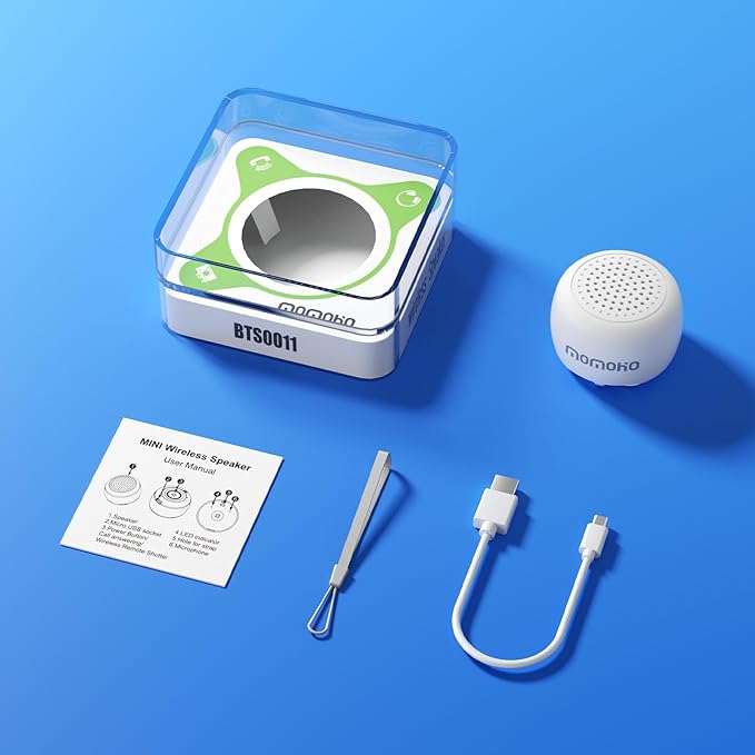 Mini Bluetooth Speaker - Small Size but Great Sound Quality,with Built in Mic,TWS Pairing Portable Speaker for Home/Outdoor/Travel, Smartphone, Laptop (White)