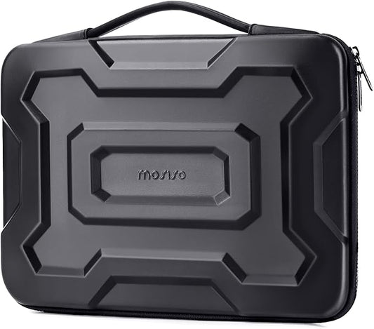 MOSISO 13-14 inch Laptop Hard Case, 13.3 inch Waterproof Shockproof Computer Bag Compatible with MacBook HP Dell, Mechanical Geometric EVA Carrying Sleeve Laptop Case Hard Shell with Handle, Black