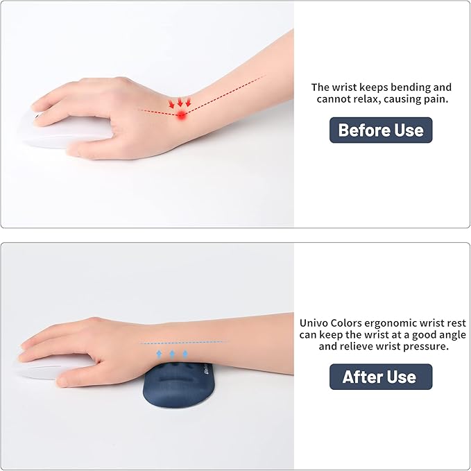 UnivoColors Navy Superfine Memory Foam Wrist Rest Soft Gel Ergonomic Mouse Pad Wrist Support for Mouse, Gaming, Computer, Laptop, Office