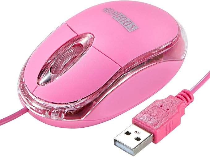 SOON GO Kids Mouse 2 Pack [Pink Blue] for Laptop Mini USB Optical Wired Mice fit for Kids Girls Lady use Compatible with Computer Laptop PC Desktop Windows 7/8/10/XP Vista and Mac