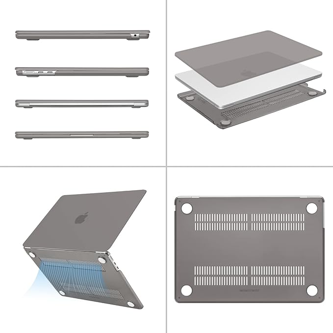 MOSISO Compatible with MacBook Air 13 inch Case M5 2026 M4 2025 M3 M2 2024-2022 A3449 A3240 A3113 A2681, Hard Shell&Keyboard Cover&Screen Film&Type C for MacBook Air 13.6 inch Case, Gray