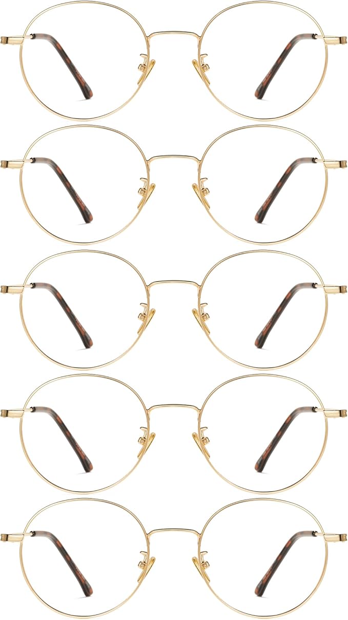 Cyxus Blue Light Glasses for Men and Women, Round Metal Frame Computer Eyeglasses for Office, Gaming, Reading 8090