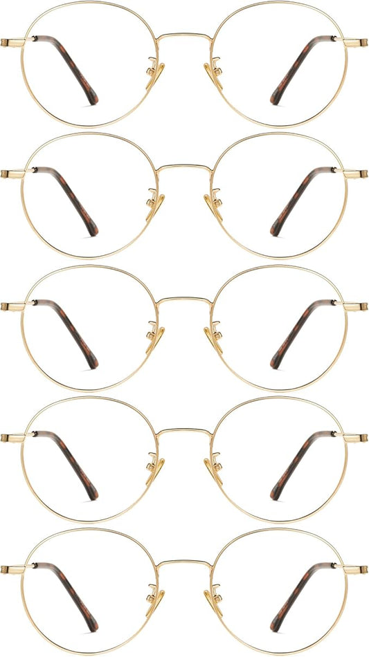 Cyxus Blue Light Glasses for Men and Women, Round Metal Frame Computer Eyeglasses for Office, Gaming, Reading 8090