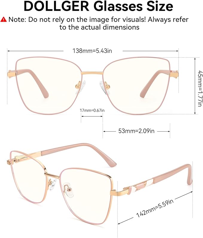 Dollger Blue Light Glasses For Woman Fashion Computer Gaming Eyeglasses Cat Eye Matal Bluelight Blocking Glasses