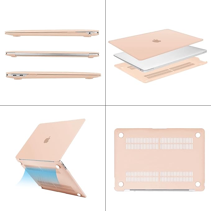 MOSISO Compatible with MacBook Air 13 inch Case M1 Chip 2021-2018 Release A2337 A2179 A1932, Plastic Hard Shell&Keyboard Cover&Screen Film&Storage Bag for MacBook Air 13.3 inch Case, Peach Fuzz