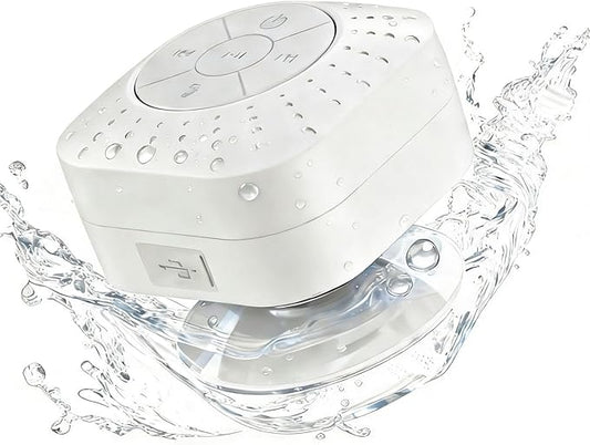 Densleonis Bluetooth Shower Speaker - Mini Wireless Water-Resistant Speaker with Suction Cup of Bathroom Speaker Small Gift for Kids, White