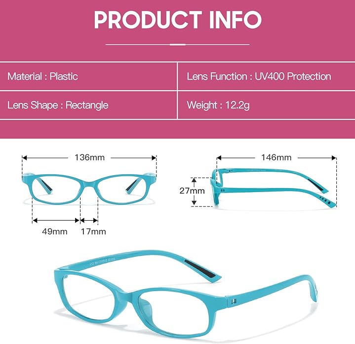 SODQW Office-Siren Blue Light Glasses for Women, Rectangle Frame, Y2K Small Eyewear, Anti Eyestrain Computer Glasses