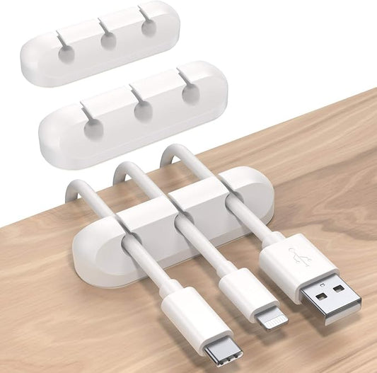 SOULWIT Cable Holder Clips, 3-Pack Cable Management Cord Organizer Clips Silicone Self Adhesive for Desktop USB Charging Cable Nightstand Power Cord Mouse Cable Wire PC Office Home by SOULWIT
