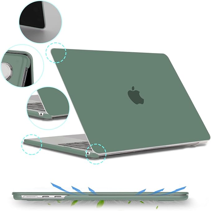 B BELK Compatible with MacBook Air 13 inch Case M5 2026-2022 M4 M3 M2 A3449 A3240 A3113 A2681,Plastic Hard Shell+Keyboard Cover+Screen Skin for MacBook Air 13.6 inch Case,Midnight Green