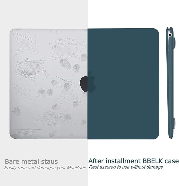 B BELK Compatible with MacBook Air 13 inch Case M1 2022 2021 2020 2019 2018 A2337 A2179 A1932, Matte Plastic Hard Shell+ Keyboard Cover+Screen Protector for MacBook Air 13.3 inch Case, Deep Teal