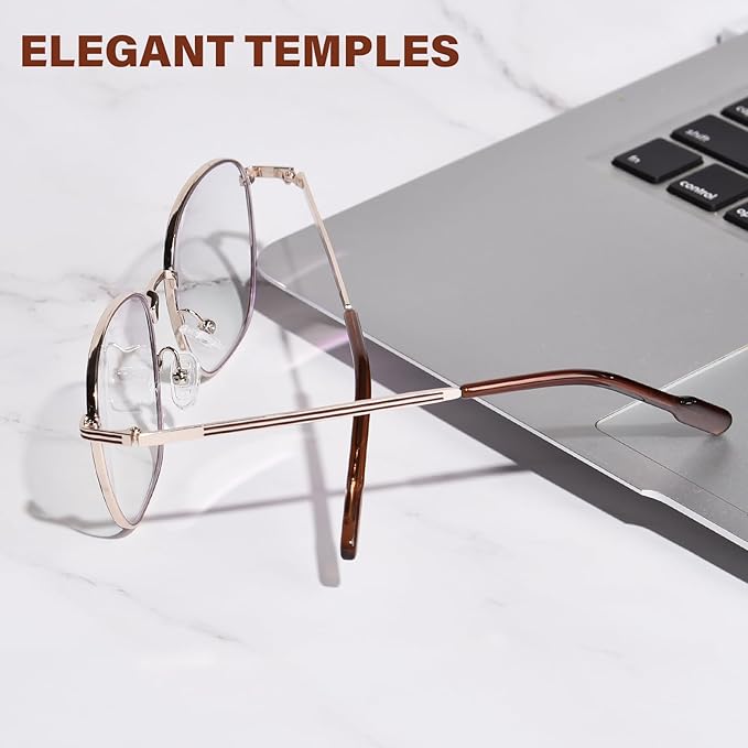 OPTOFENDY Metal Blue Light Blocking Glasses for Women Men, Fashion Square Computer Eyeglasses