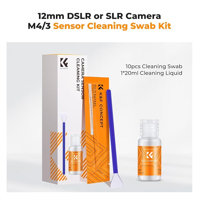 K&F CONCEPT 12mm Micro Four-Thirds 4/3 Sensor Cleaning Swab*10 + 20ml Sensor Cleaner, M43 Camera Cleaning Kit for All Models of M4/3 Camera Sensors, Including M4/3 Cameras from Olympus and Panasonic - Image 2
