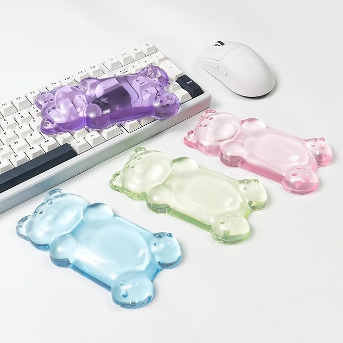 Ergonomic Silicone Gel Mouse Wrist Rest –Green Clear Cute Bear Mouse Wrist Rest, Comfort & Support for Typing and Gaming