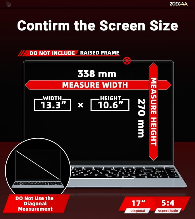 ZOEGAA Laptop Privacy Screen 17 inch 5:4, 17 inch Removable Anti Blue Light Glare Eye Protection Shield, Black Blackout Anti Spy Desktop Security Private Filter