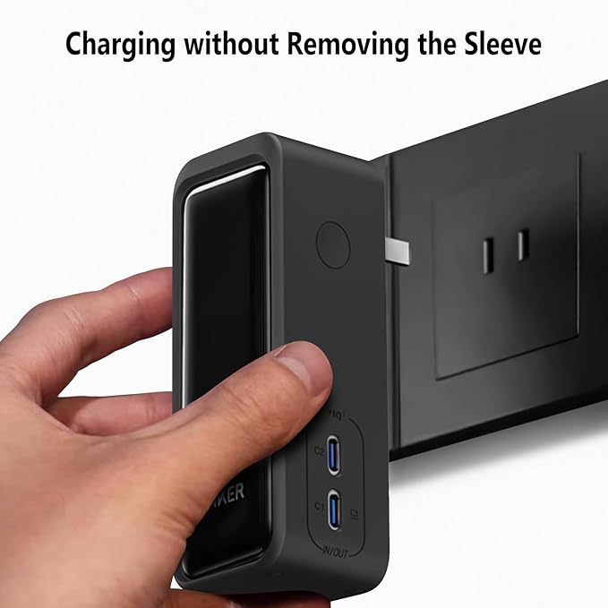 Geiomoo Silicone Case for Anker Prime Power Bank 9600mAh 65W, Soft Scratch Shock Resistant Protective Cover (Black)