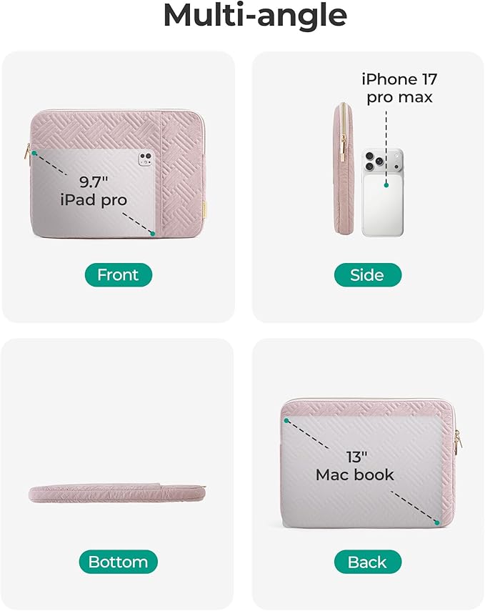 BAGSMART Laptop Sleeve Bag Compatible with MacBook Air/Pro, 13-13.3 inch Notebook, Compatible with MacBook Pro 14 Inch, MacBook Air M2 Sleeve 13 Inch, Repellent Protective Case with Pocket, Pink