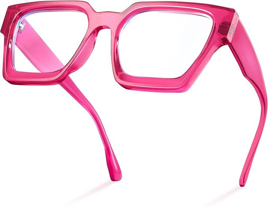 livho Oversized Eyewear Frame for Woman and Men - Rectangle Fashion Glasses for Computer, Chic Preppy Frame
