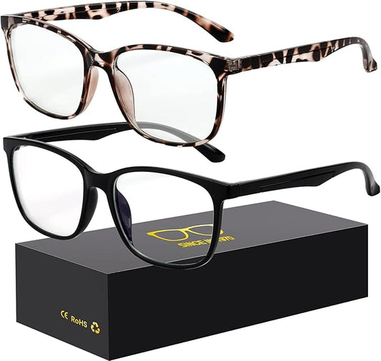 Oilway Blue-Light Blocking Glasses Computer Reading/Gaming/TV/Phones Glasses Fashion Anti Eyestrain Glasses for Women Men(A10 Black + Douhua)