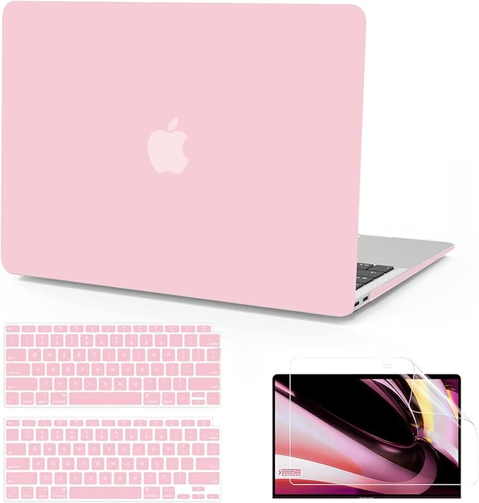 B BELK Compatible with MacBook Air 13 inch Case 2022 2021 2020 2019 2018 Release A2337 M1 A2179 A1932 with Touch ID, Plastic Laptop Hard Shell Case + Keyboard Cover + Screen Protector, Rose Quartz